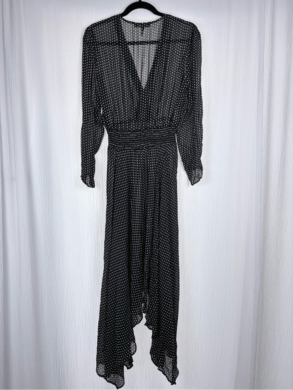 Maje Polka Dot Crepe de Chine Midi Dress, Size FR 40/ US 8 - Picture 2 of 11